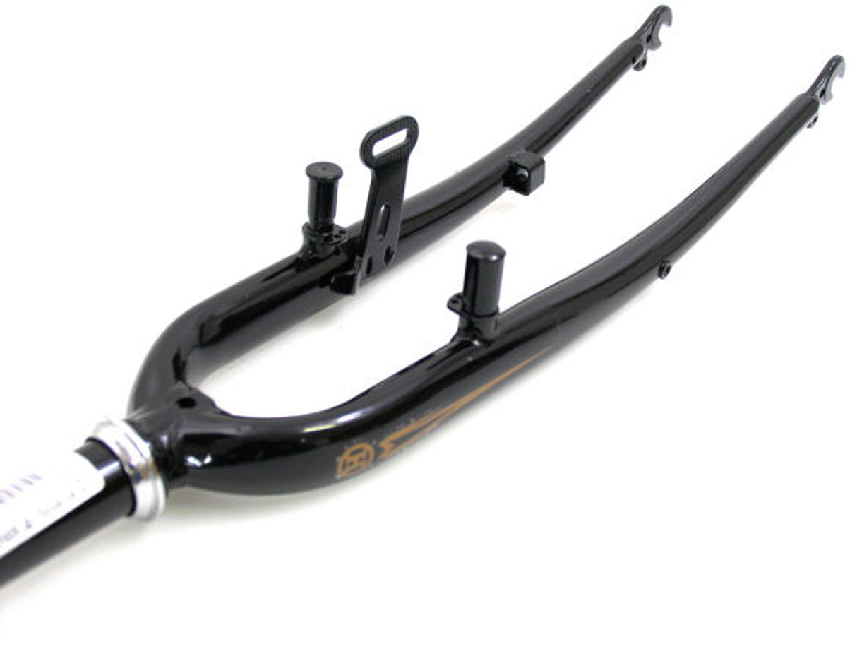 Front fork 28 with 1 fork tube - V -brake and drum brake plus dynamoak - Glossy Black