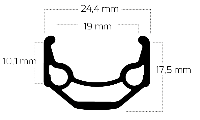 Ryde Velg Zac 19 28 622 x 19C aluminium 32 hull 14g svart