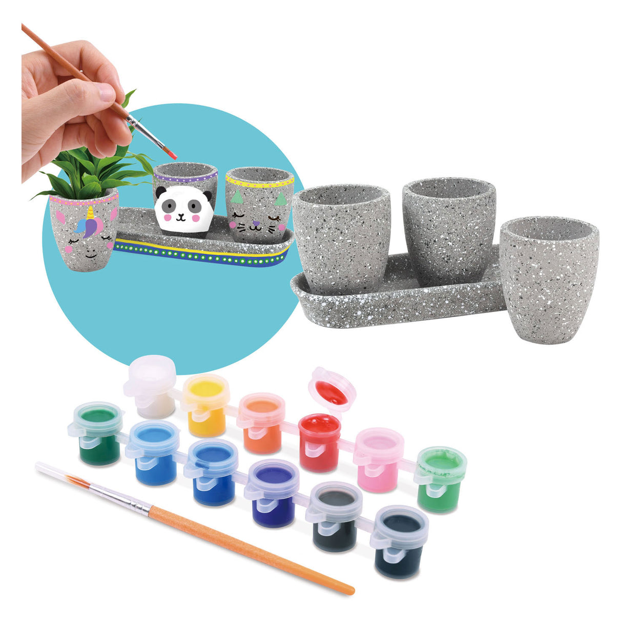 Play paint your own cement flower pots, 17dlg.