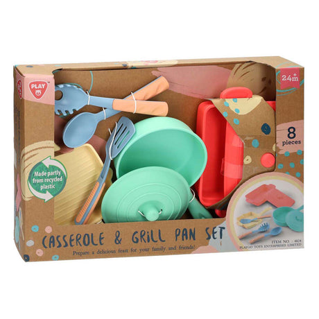 Playgo frying pan and grill pan play set - 8 pieces.