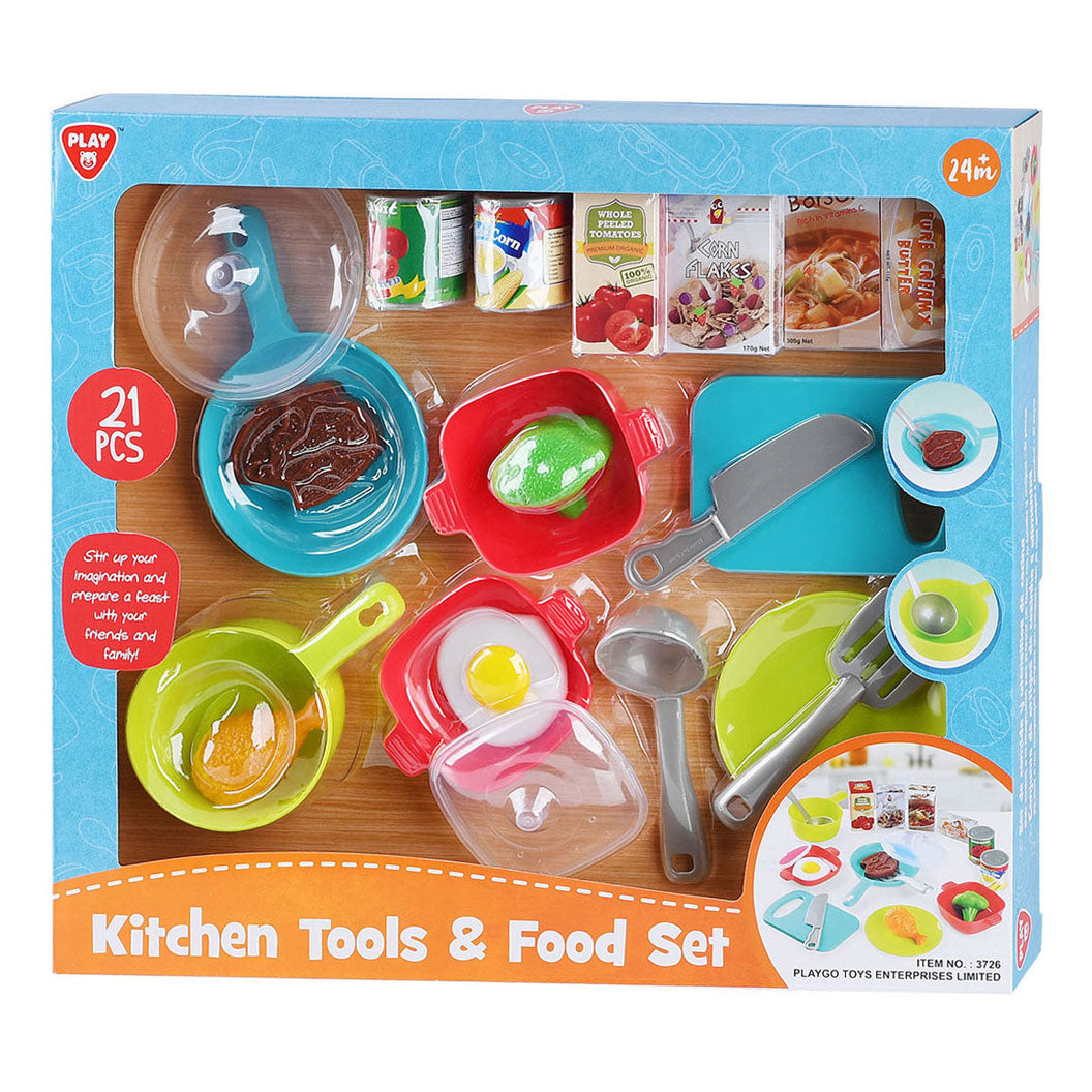 Jugar accesorios de cocina y juego de juego, 21dlg.