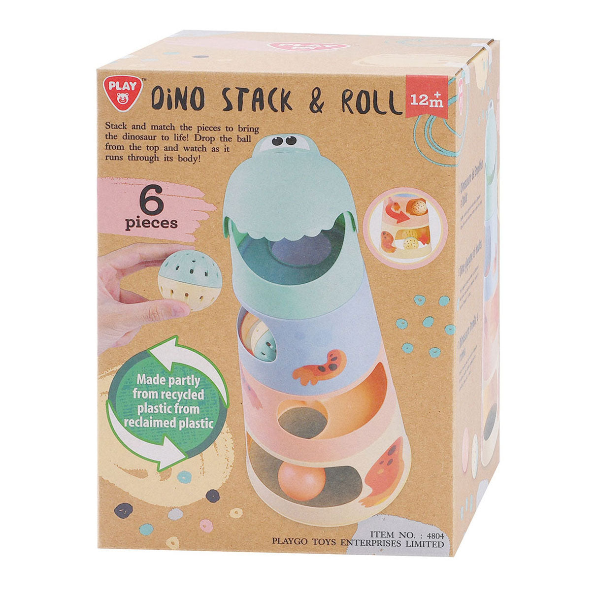 Play dino stacking tower with balls, 6dlg.