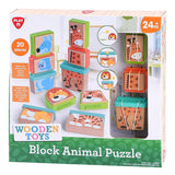 Playgo play wooden block puzzle animals, 20 pieces.