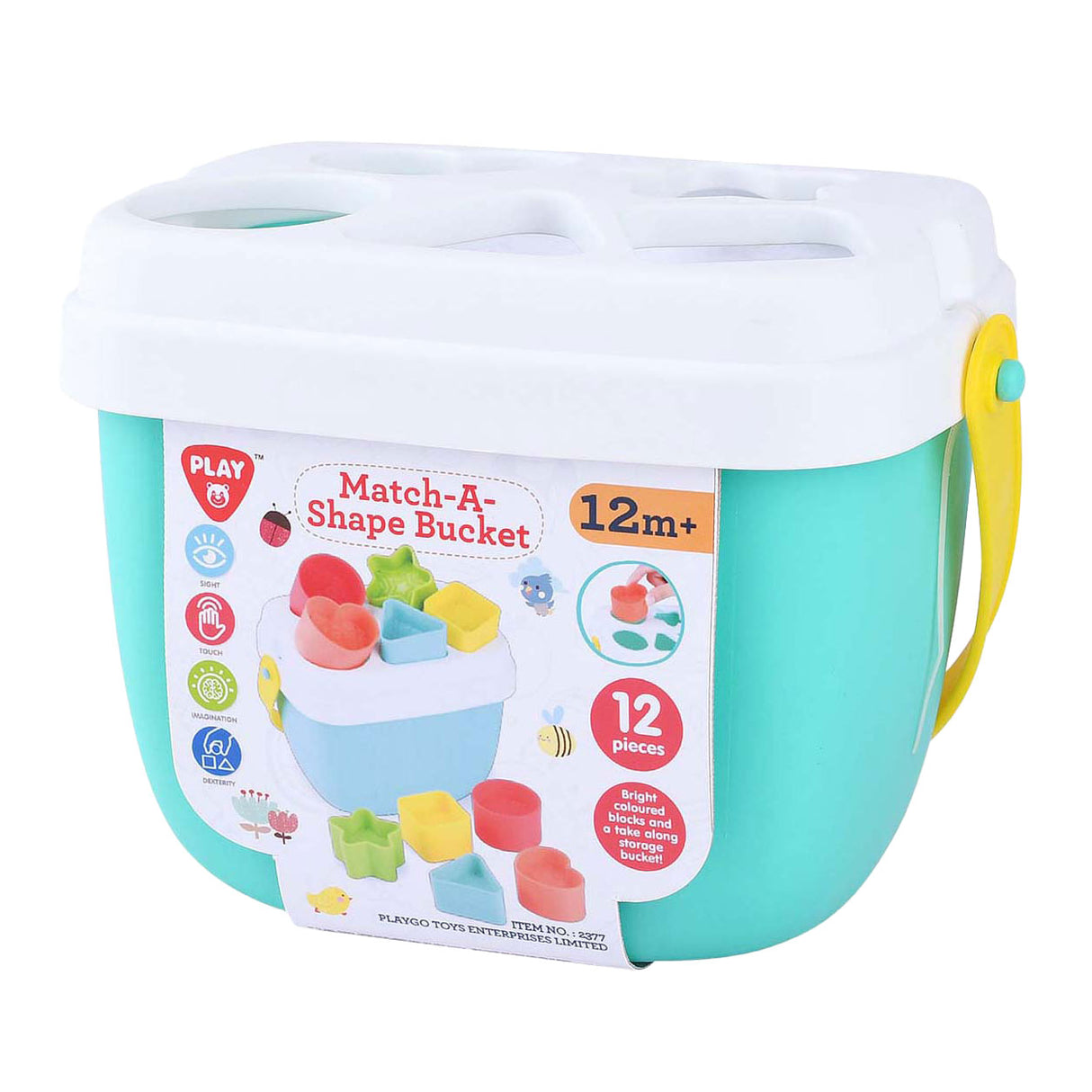 Playgo shape sorter bucket with shapes - 12 pcs.
