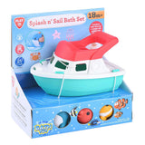 Playgo bath toy boat with syringe figures for sensory play.