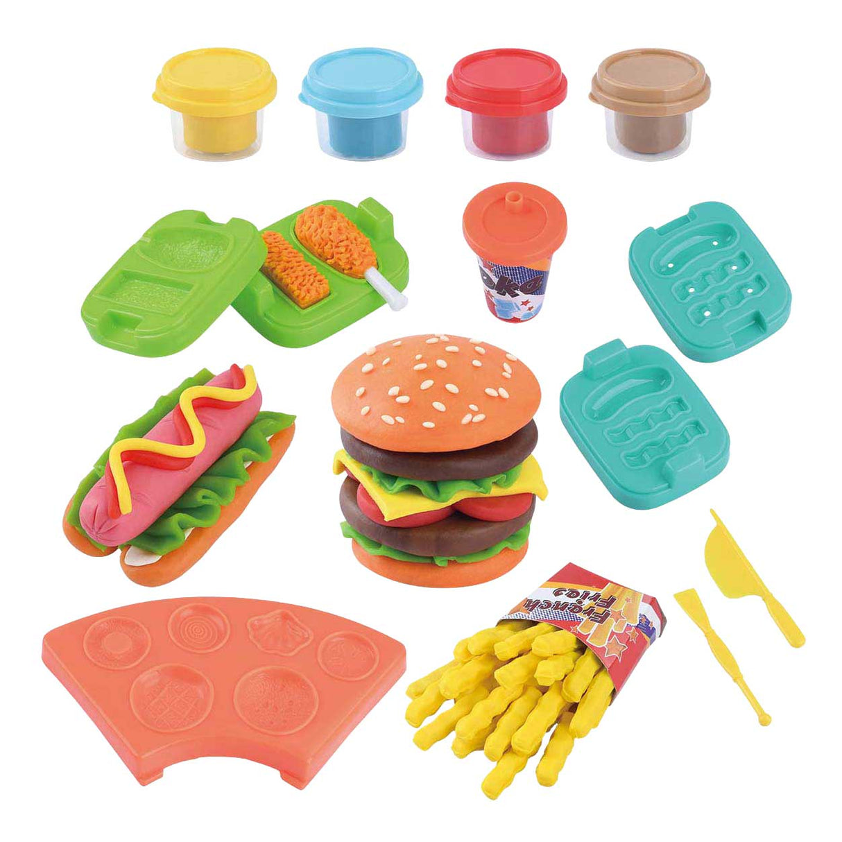 Playgo hamburger clay set - 4 clay pots