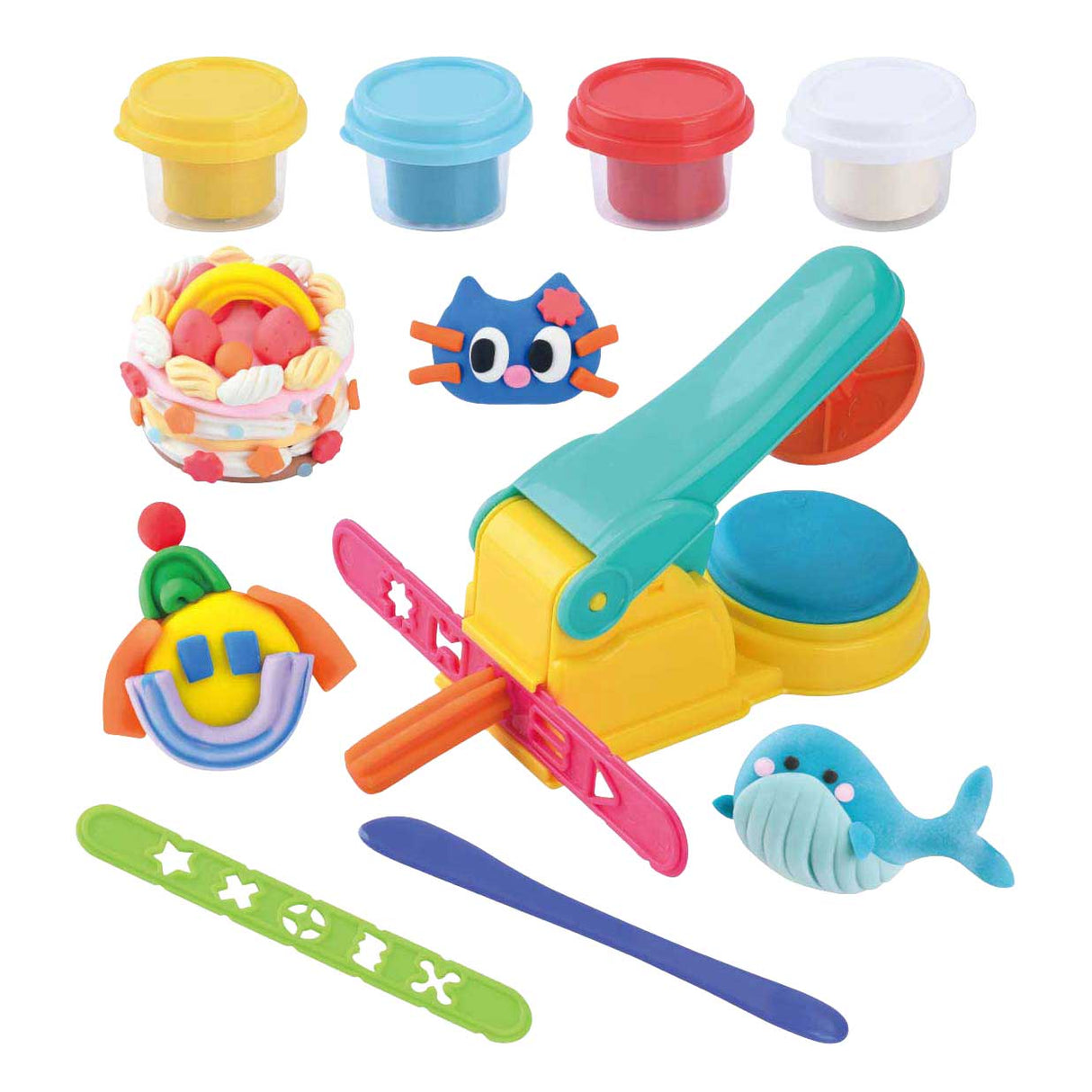 Playgo press machine clay set - 4 clay pots