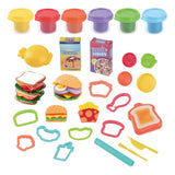 Playgo Mëttegiessen a Candy Clay Set - 6 Lehm Dëppen