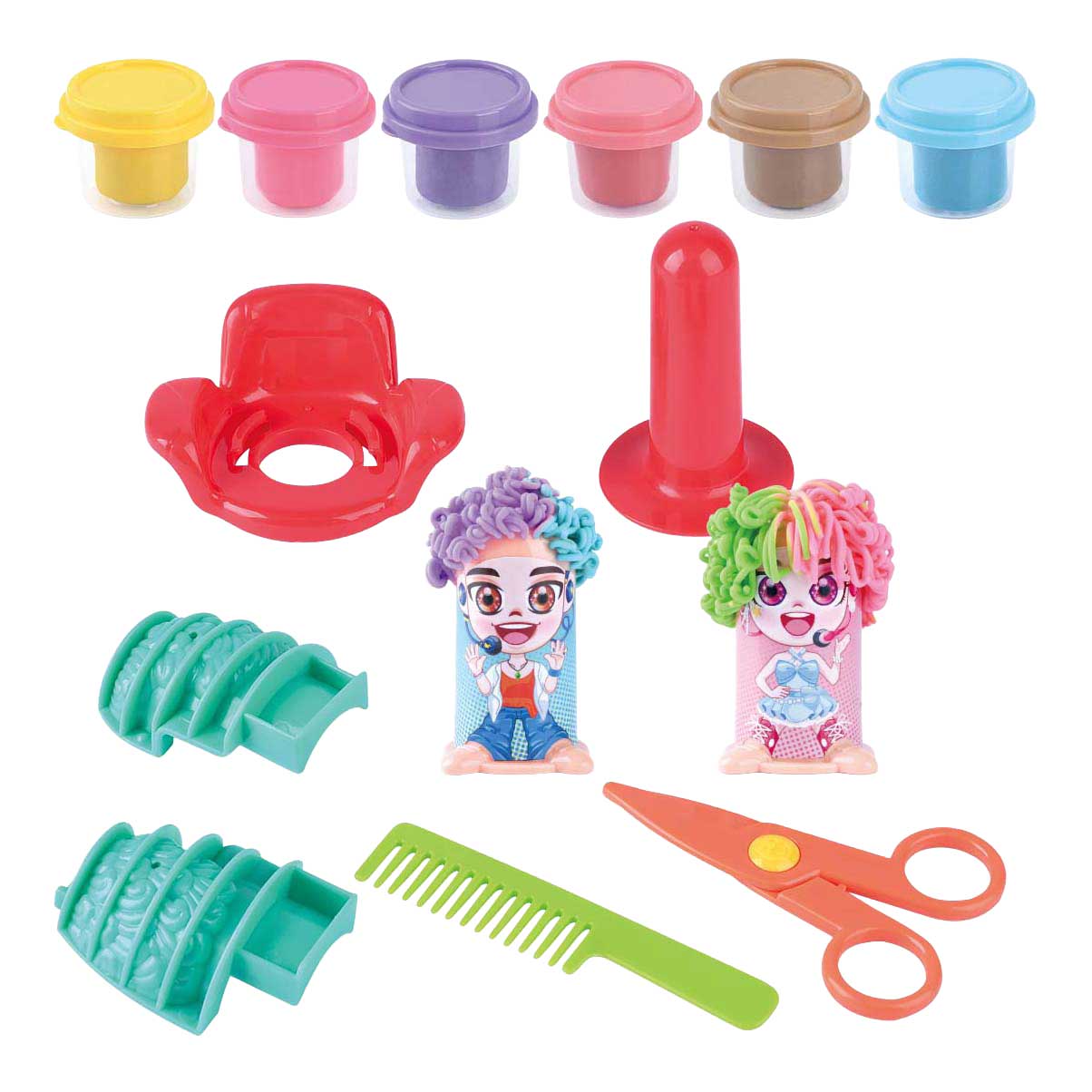 Playgo hairdresser clay set - 6 clay pots