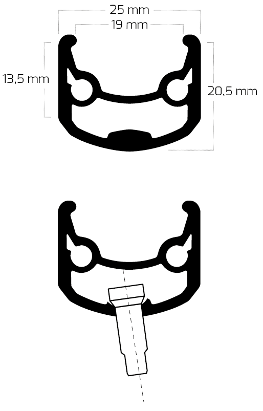 Ryde velg andra 30 28 622 x 19c aluminium 32 hål 14g svart skärpad