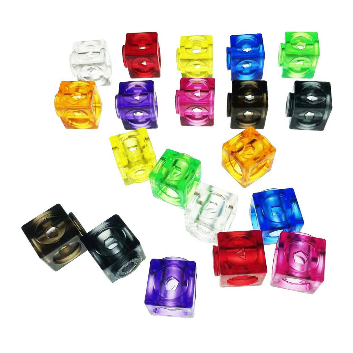 Transparent connecting blocks - 75 pcs. in storage box