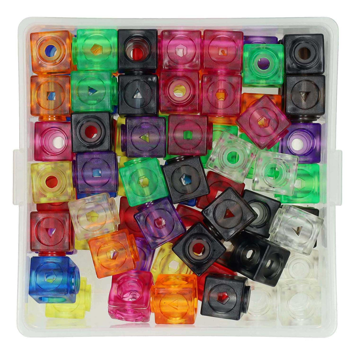 Transparent connecting blocks - 75 pcs. in storage box