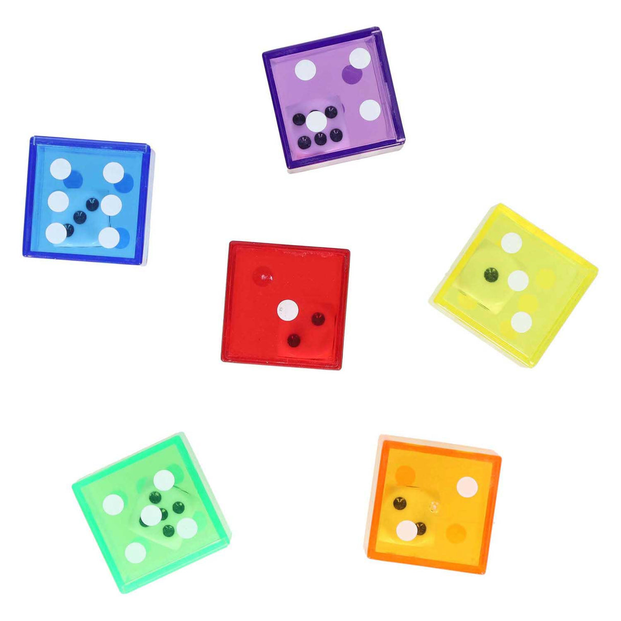 Transparent double dice 2in1 - 6pcs.