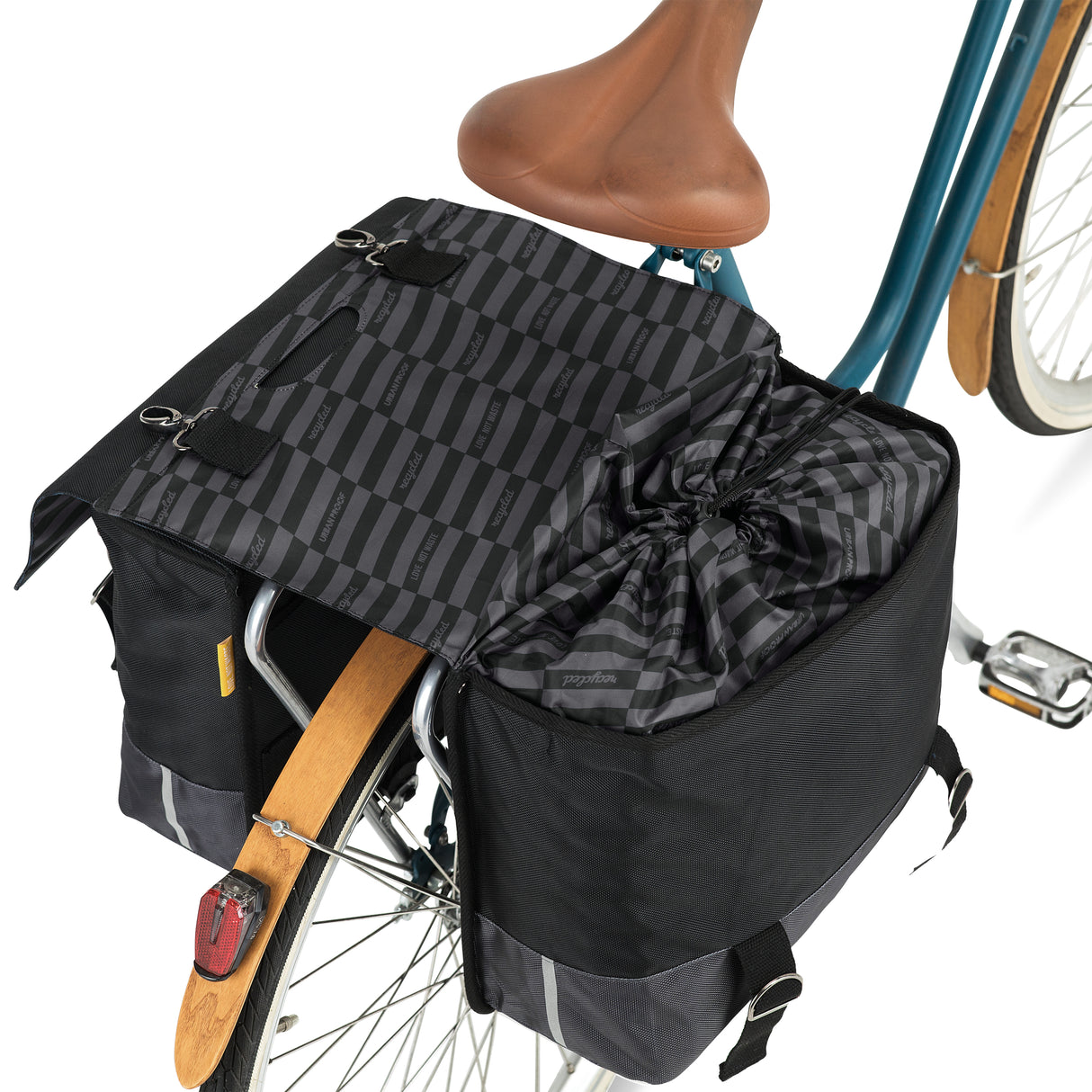 UrbanProof Urban Proof 40L dubbele fietstas zwart grijs