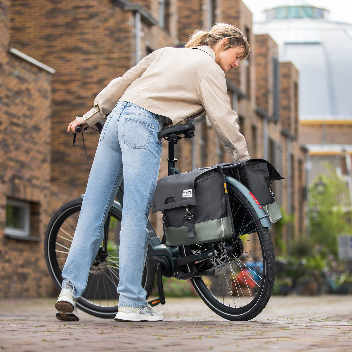 Bolsa de doble bicicleta a prueba urbana 40l gris