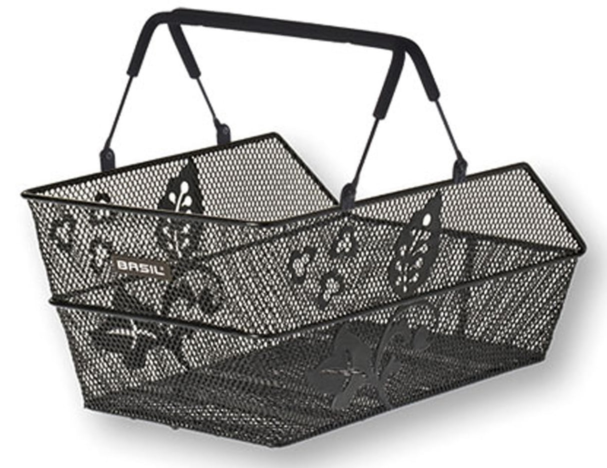 Basil Cento Flower Multi - Bicycle basket - On the back - Black