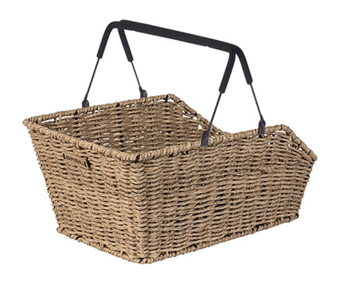 Basil Cento Rattan Look Multi - Bicycle Basket - On the Back - Light Brown