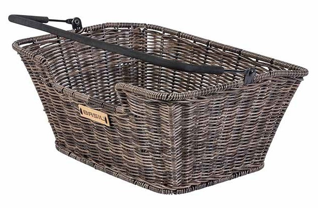 Basil Capri Rattan Look - Bicycle Basket - On the Back - Brown