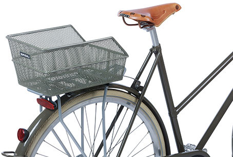 Basil Cento Flower S - Bicycle Basket - On the Back - Olive Green