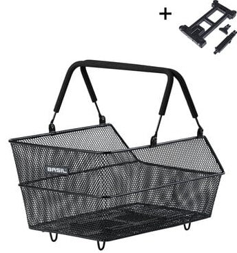 Basil Bicycle Basket Cente con Mik fijando 14 litros 39 x 24 x 13 cm - negro