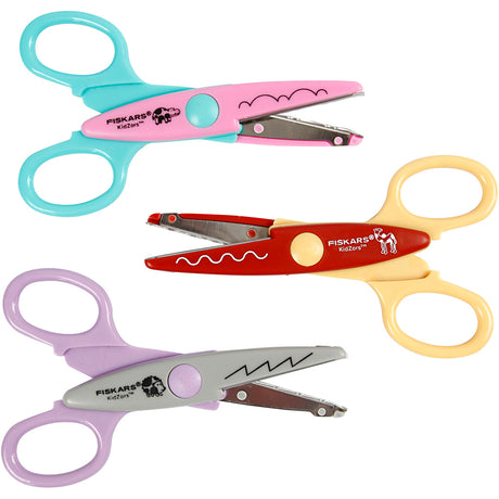 Creativ company fiskars kidzors pinking shears, hippo, camel hedgehog, 3 piece 1 box