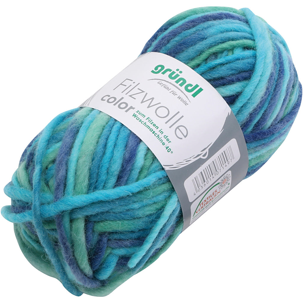 Wool yarn, turquoise blue, 50 g 1 ball