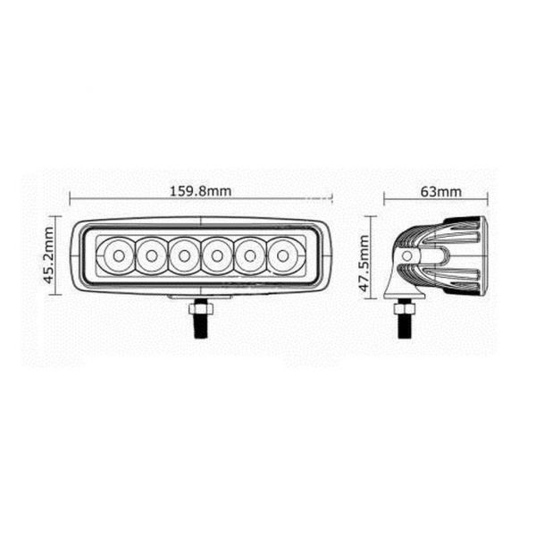 Werklamp rechthoekig LED 160 mm