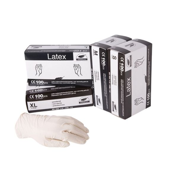 Glove latex white small powdered (100 pieces)