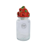 Decoris strawberry storage jar 26.5cm glass earthenware