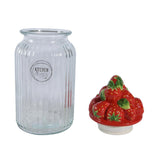 Decoris strawberry storage jar 26.5cm glass earthenware