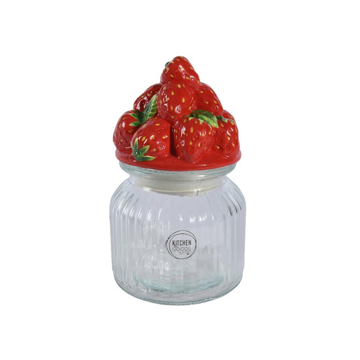 Decoris strawberry storage jar h19cm glass earthenware