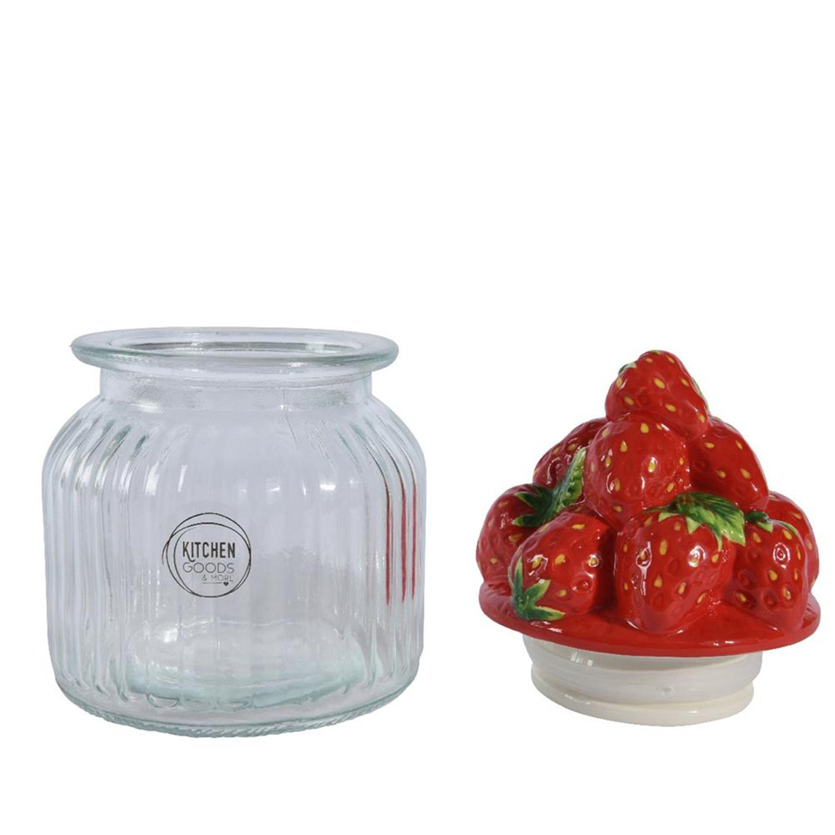 Decoris strawberry storage jar h19cm glass earthenware