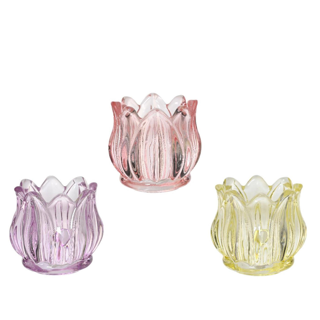 Decoris tealight holder glass tulip h7.3cm