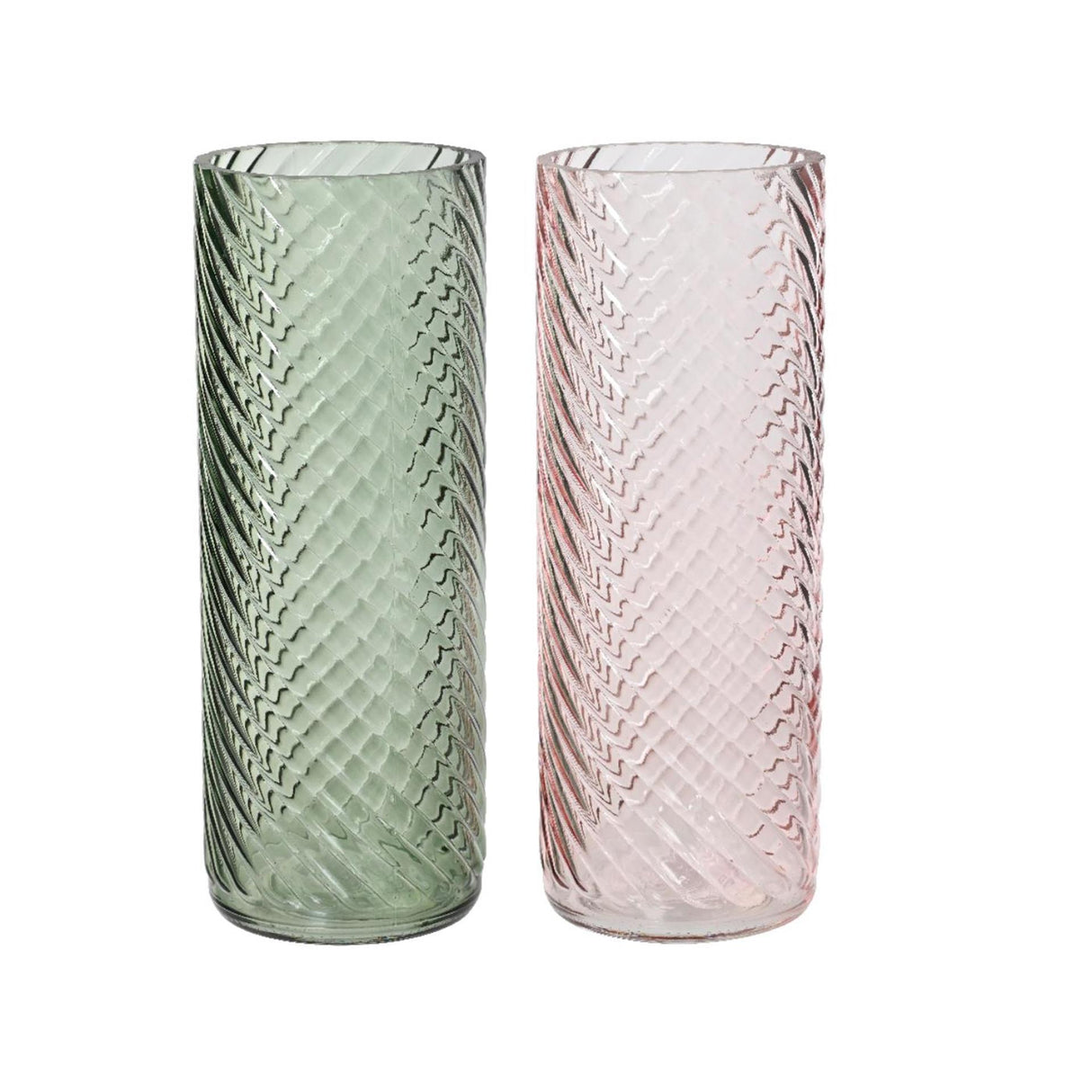 Decoris vase glass with relief h26.5cm