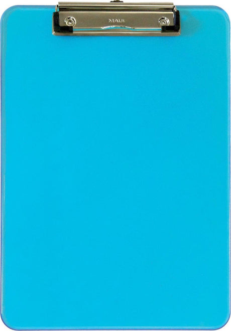 Markenloses Klemmbrett Maul A4 Hochformat transparent neonblau – 1 Stück