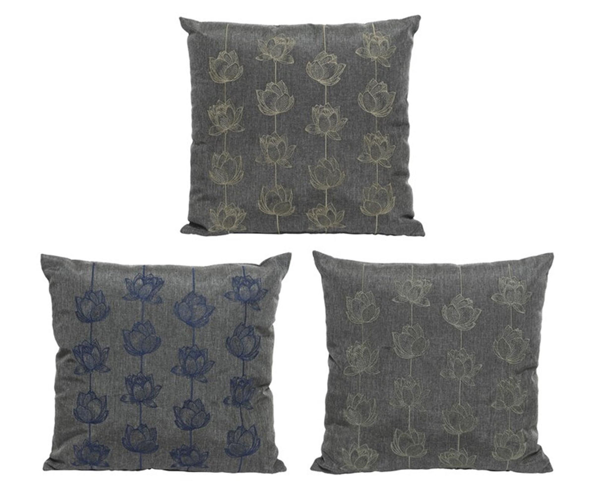 Decoris outdoor cushion gray flower 45x45 assorted