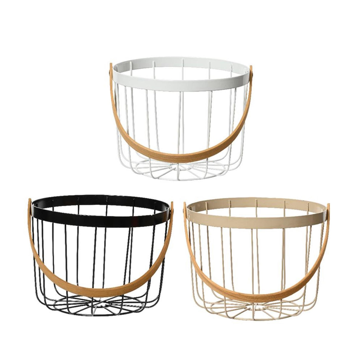 Decoris basket with handle metal 3 assorted