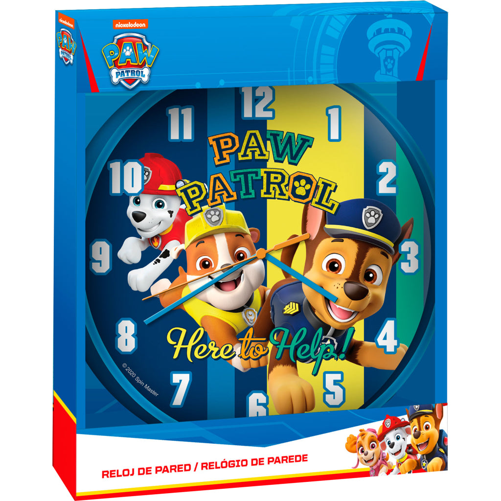 Paw patrol wandklok 25 cm blauw