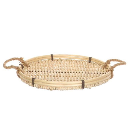 Bandeja viva natural Hbx com alças ø35xh4cm