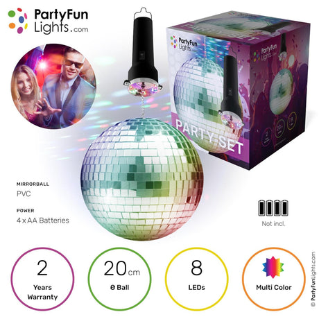 Party Fun Luuchten Disco Ball 20cm LED Multi Faarf
