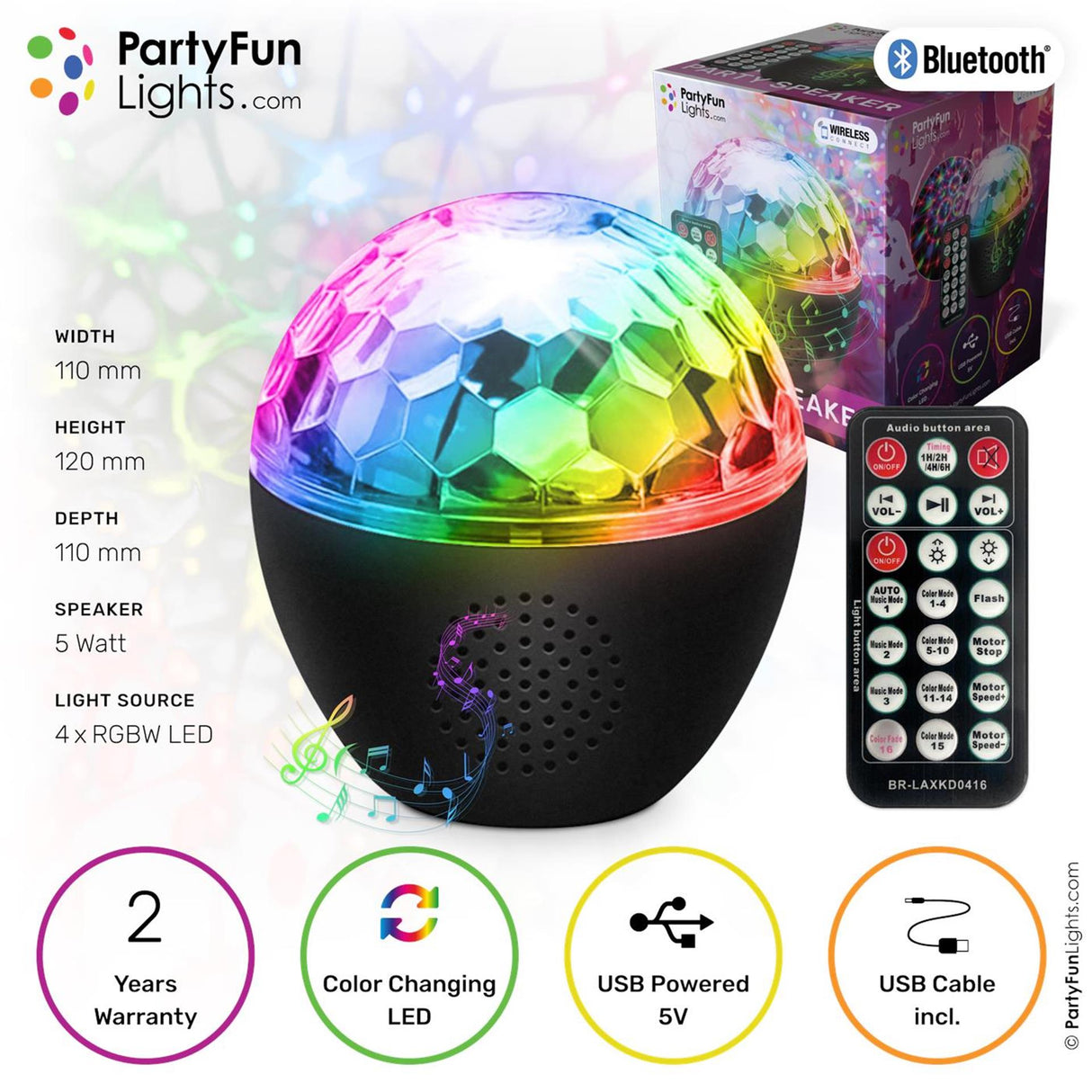 Partyfun lights bluetooth speaker party