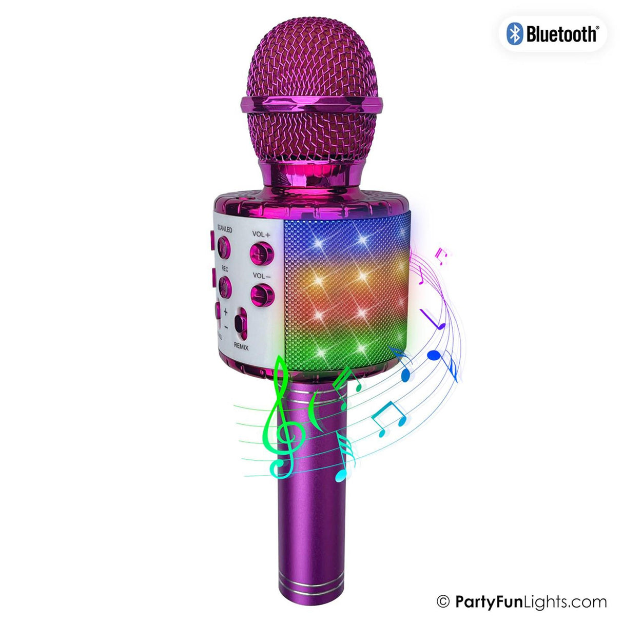 Partyfun lights karaoke mic party speaker pink