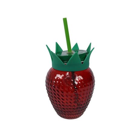Decoris sklenice na pití jahoda s brčkem 450ml