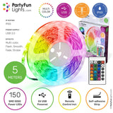 Partyfun lights led strip usb 5 meters ip65