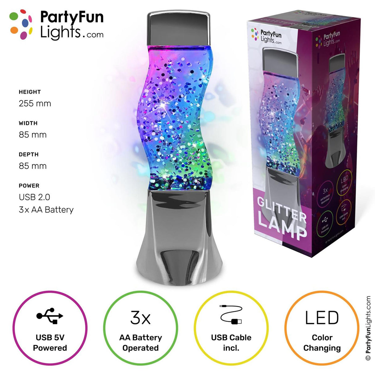 Partyfun lights table lamp glitter led color changing
