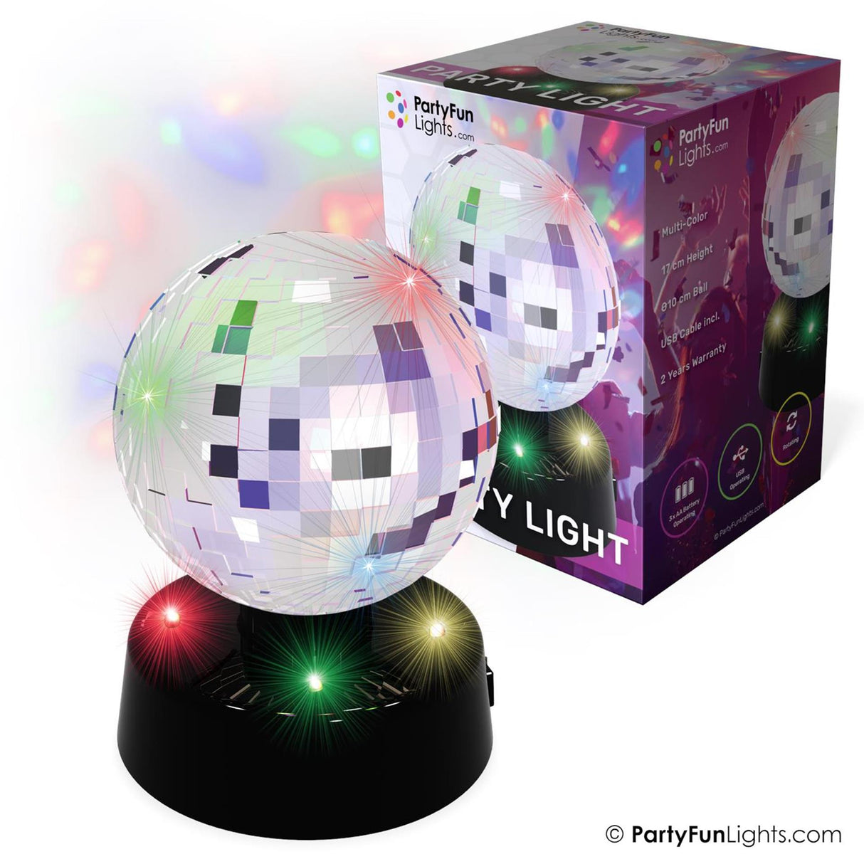 Partyfun lights table lamp disco ball mirror10cm rotating