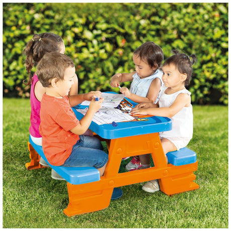 Dolu waarm Rieder Picknick Dësch blo orange