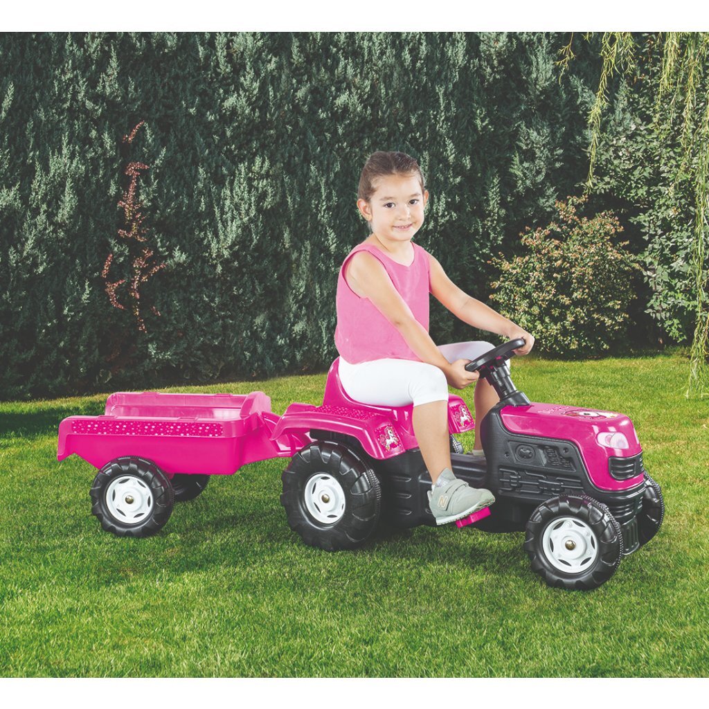 Dolu dolu unicorn stair tractor with trailer pink black