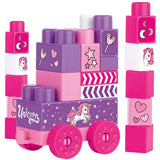 DOLU DOULU Unicorn Jumblocks Zuch mat 25 Block vu rosa