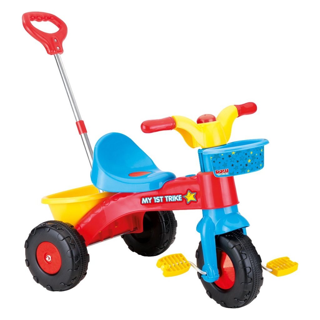 Dolu my first tricycle with push bar 90x45x84 cm blue red yellow